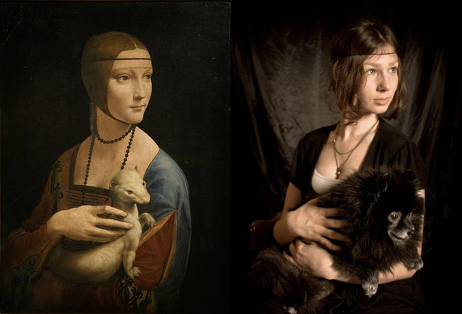 Леонардо Да Винчи "Дама с горностаем" картина, люди, репродукция