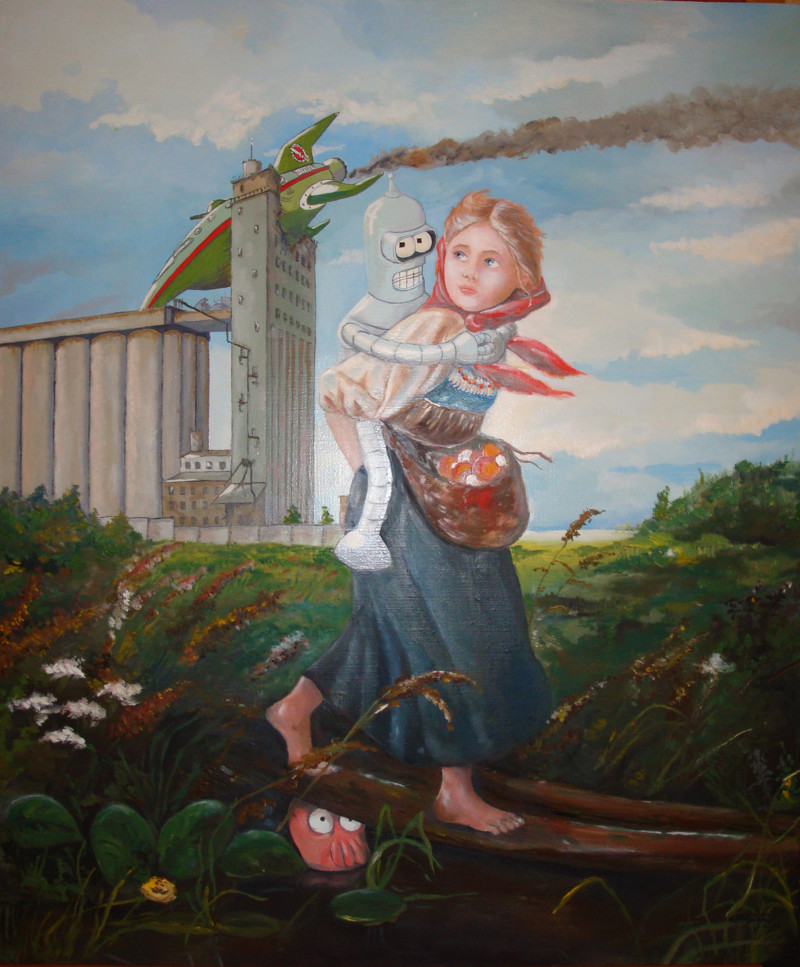Катина маслом: "Опасения доктора Зойдберга", 2008г. картина, своими руками, сделай сам
