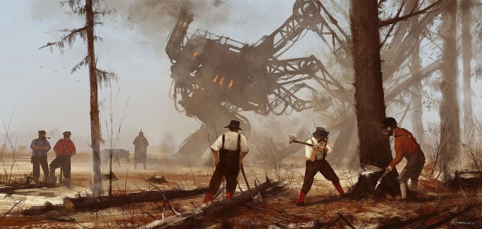 Картины механизированных роботов, атакующих Восточную Европу. Якуб Розальский, картины, роботы