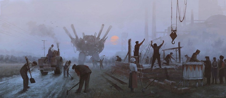 Картины механизированных роботов, атакующих Восточную Европу Якуб Розальский, картины, роботы