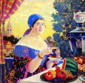 Картина Бориса Кустодиева «Купчиха за чаем»