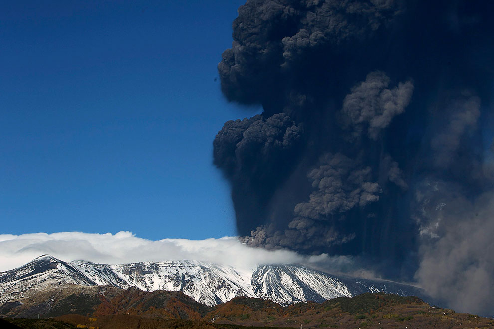 Извержение вулкана Энта — самого высокого действующего вулкана Европы