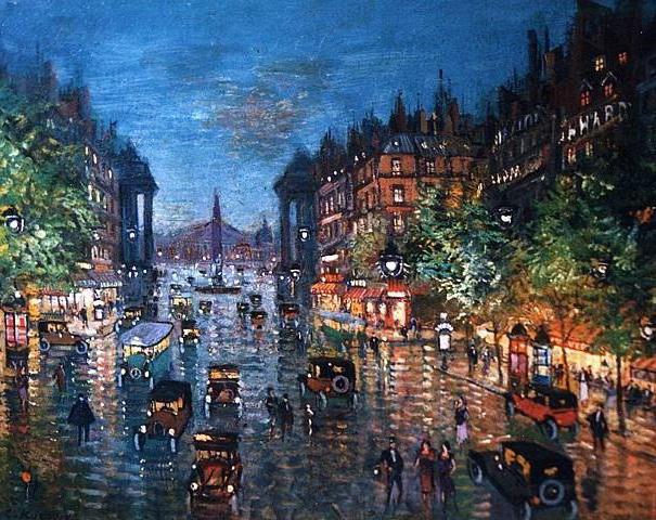 картина париж после дождя