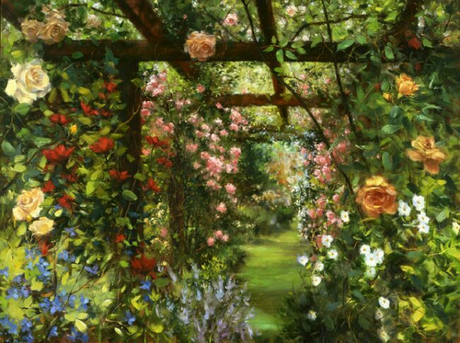 сады розовые в живописи