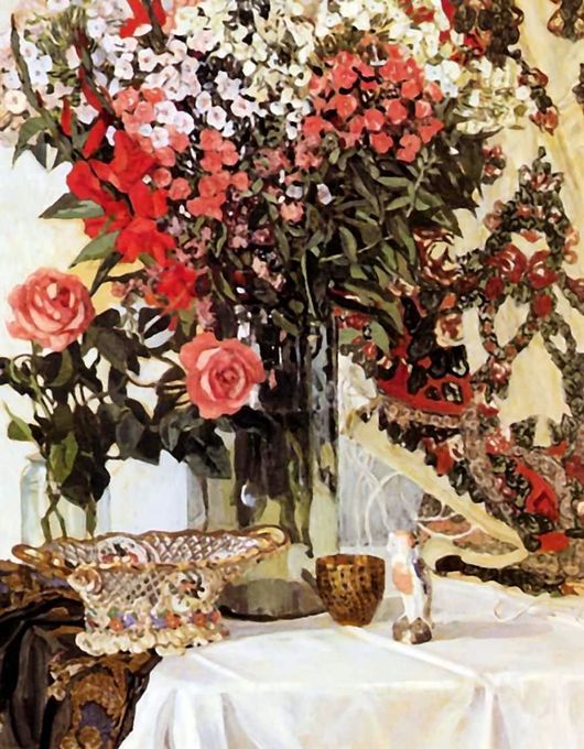 Описание картины Александра Головина «Цветы в вазе»