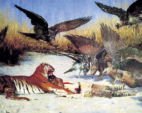 Репродукция картины В. ВЕРЕЩАГИНА «Тигр - людоед»