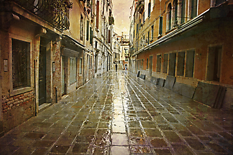Дождь в Венеции. (Код изображения: 14008)