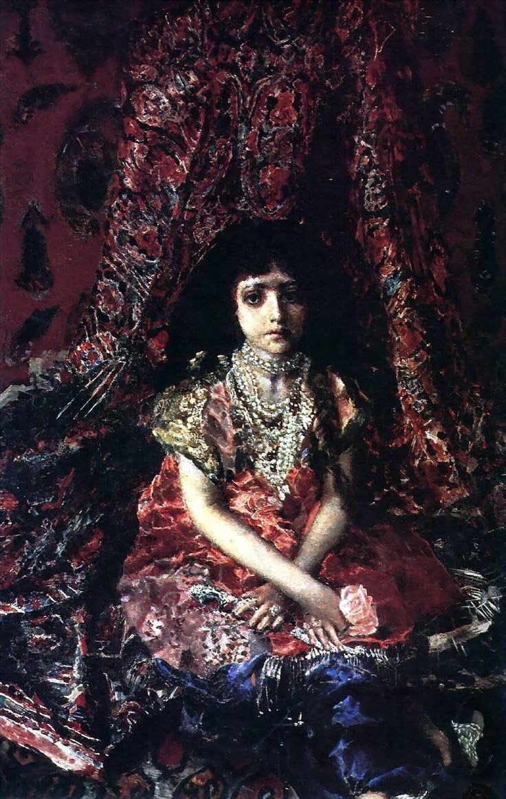 Девочка на фоне персидского ковра. М. Врубель, 1886. Холст, масло