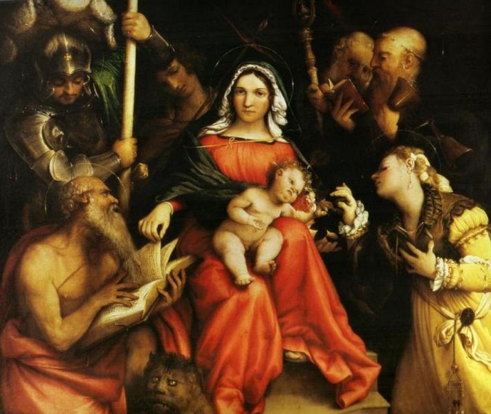 Мистический брак Святой Екатерины Александрийской и Святой Екатерины Сиены - Лоренцо Лотто (1524)