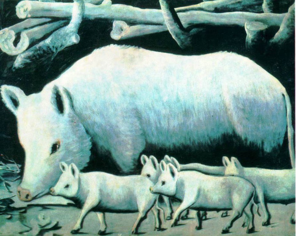 Нико Пиросмани - Белая свинья с поросятами