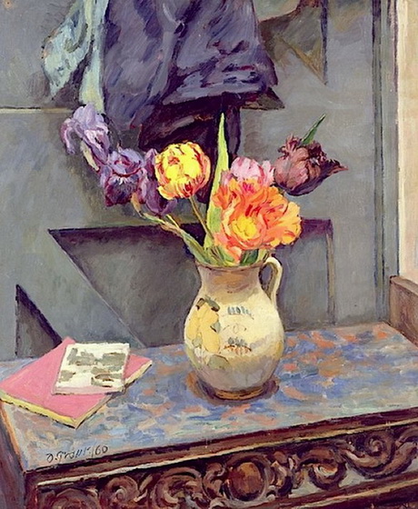 Duncan Grant Tulips in a Decorated Jug