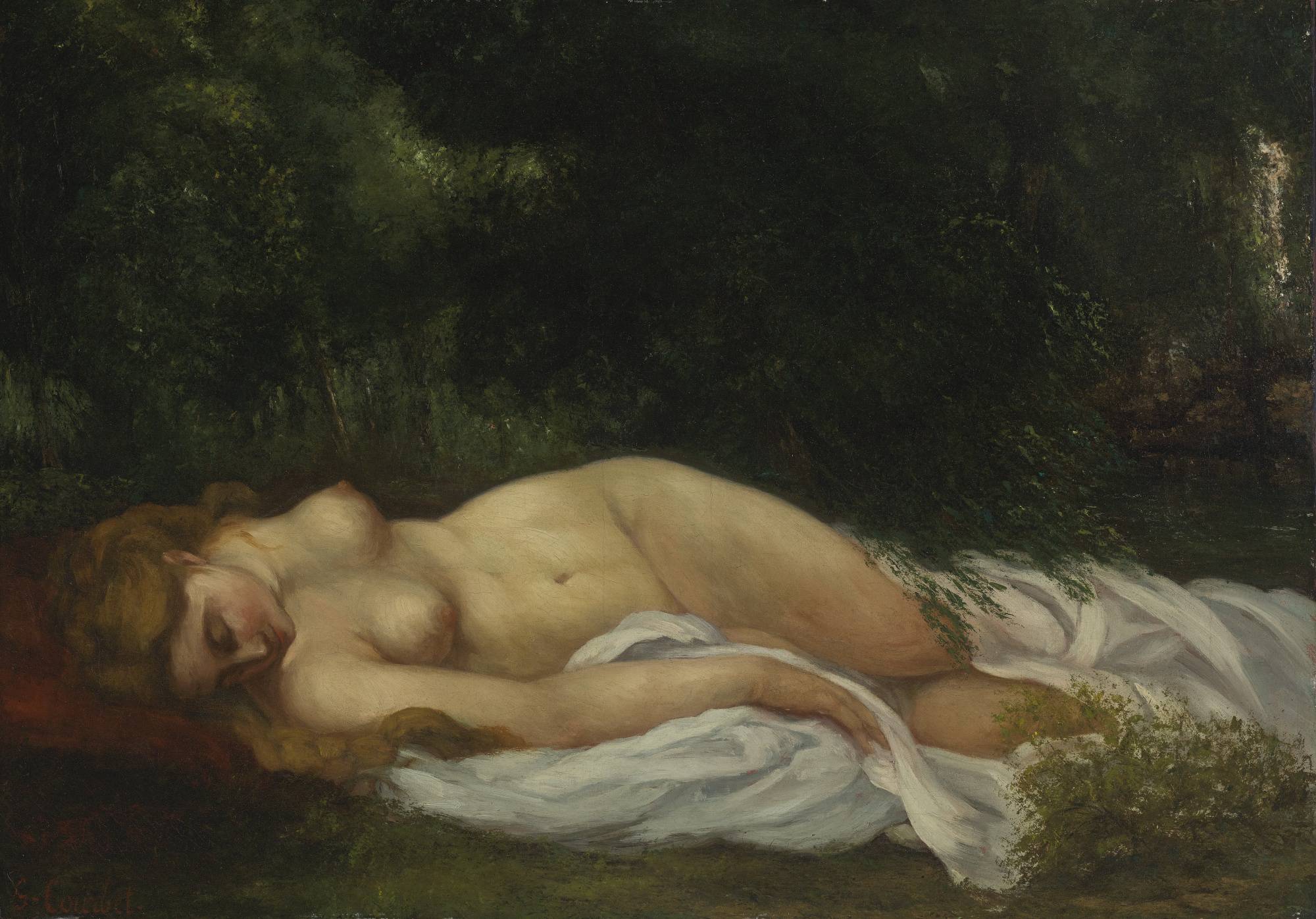 Gustave Courbet, 1819-1877. Спящая обнаженная. 45.7 х 65.4 см. Частная коллекция