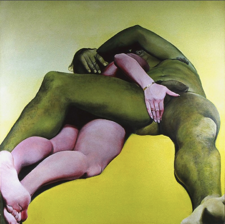Картины с обнажёнными мужчинами, написанные женщинами Joan Semmel, Erotic Yellow, 1971-1973.png