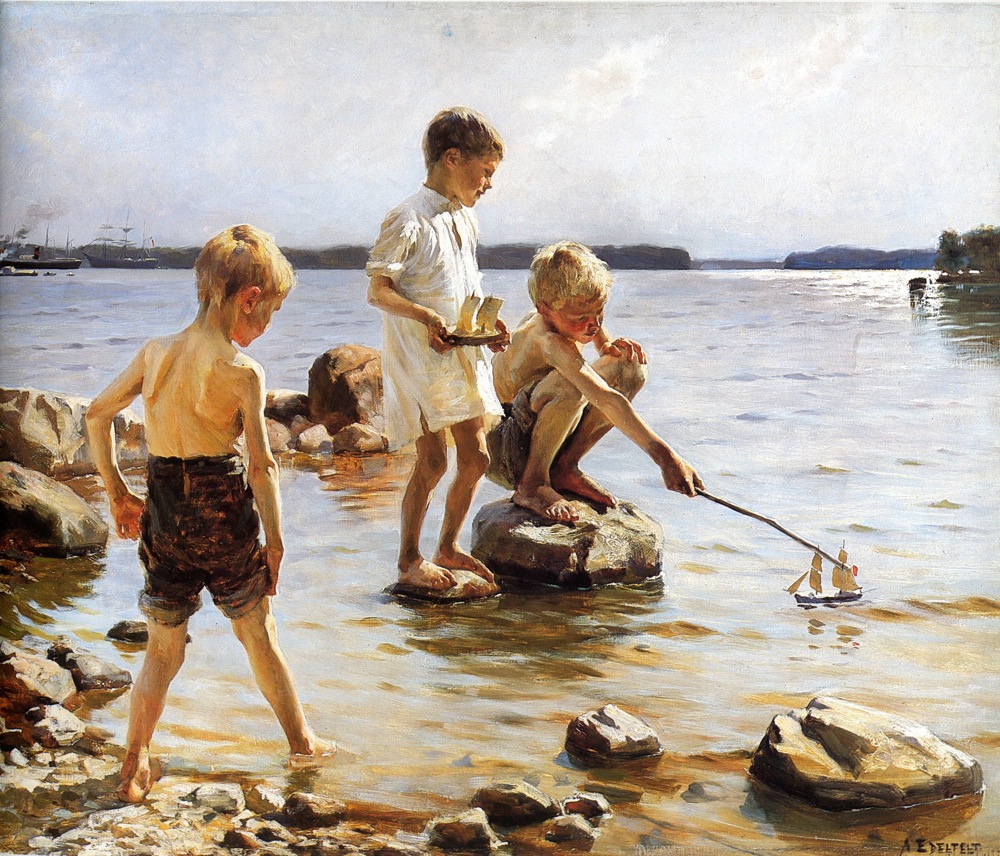 Albert-Edelfelt-xx-Boys-Playing-at-the-Beach-xx-Private-Collection