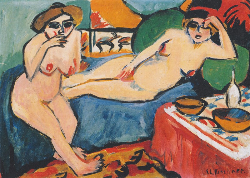 ernst_ludwig_kirchner_-_two_nudes_on_a_blue_sofa_1910-1920