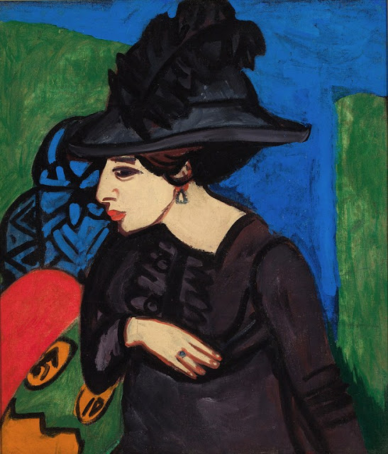 1911 Ernst Ludwig Kirchner (German Expressionist, 1880-1938) Dodo with a Big Feather Hat