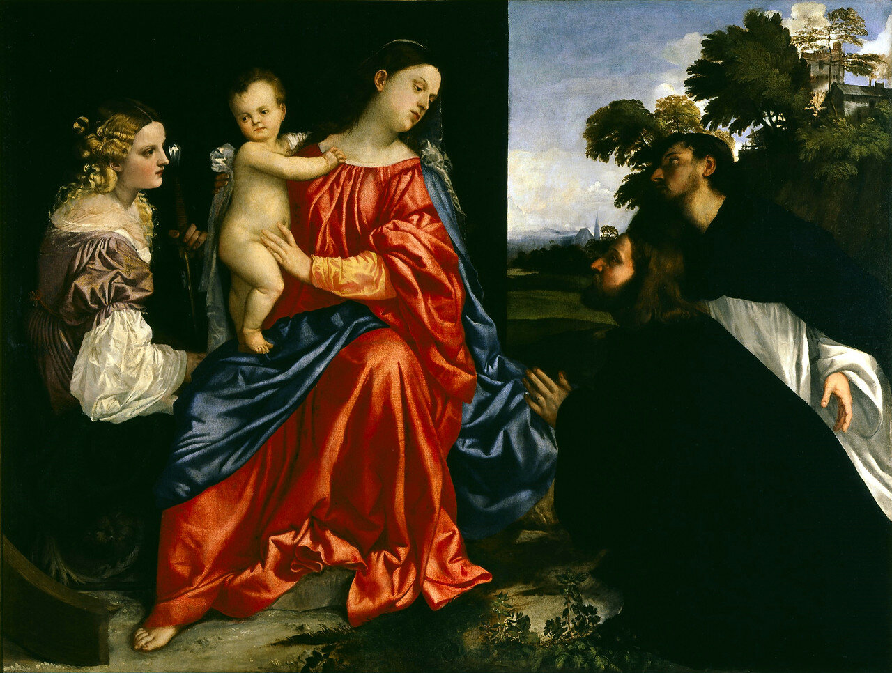 Мадонна с младенцем и со Св. Катариной, Св. Домиником и Св. Донором