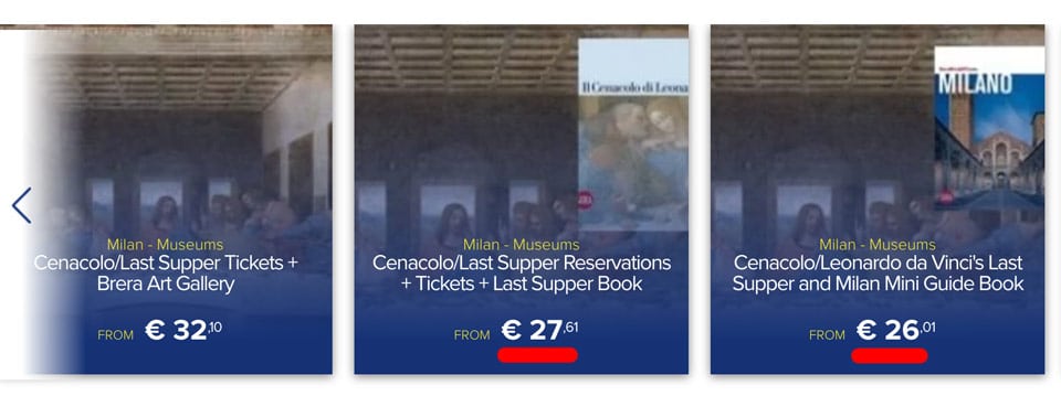 Стоимость билетов на Тайную Вечерю в Милане