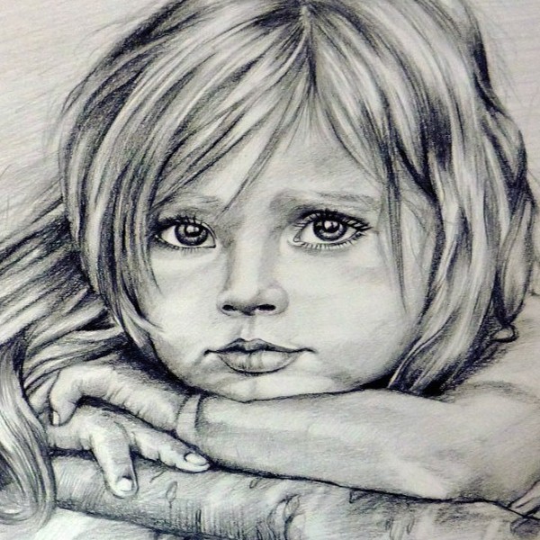 красивый рисунок девочки карандашом