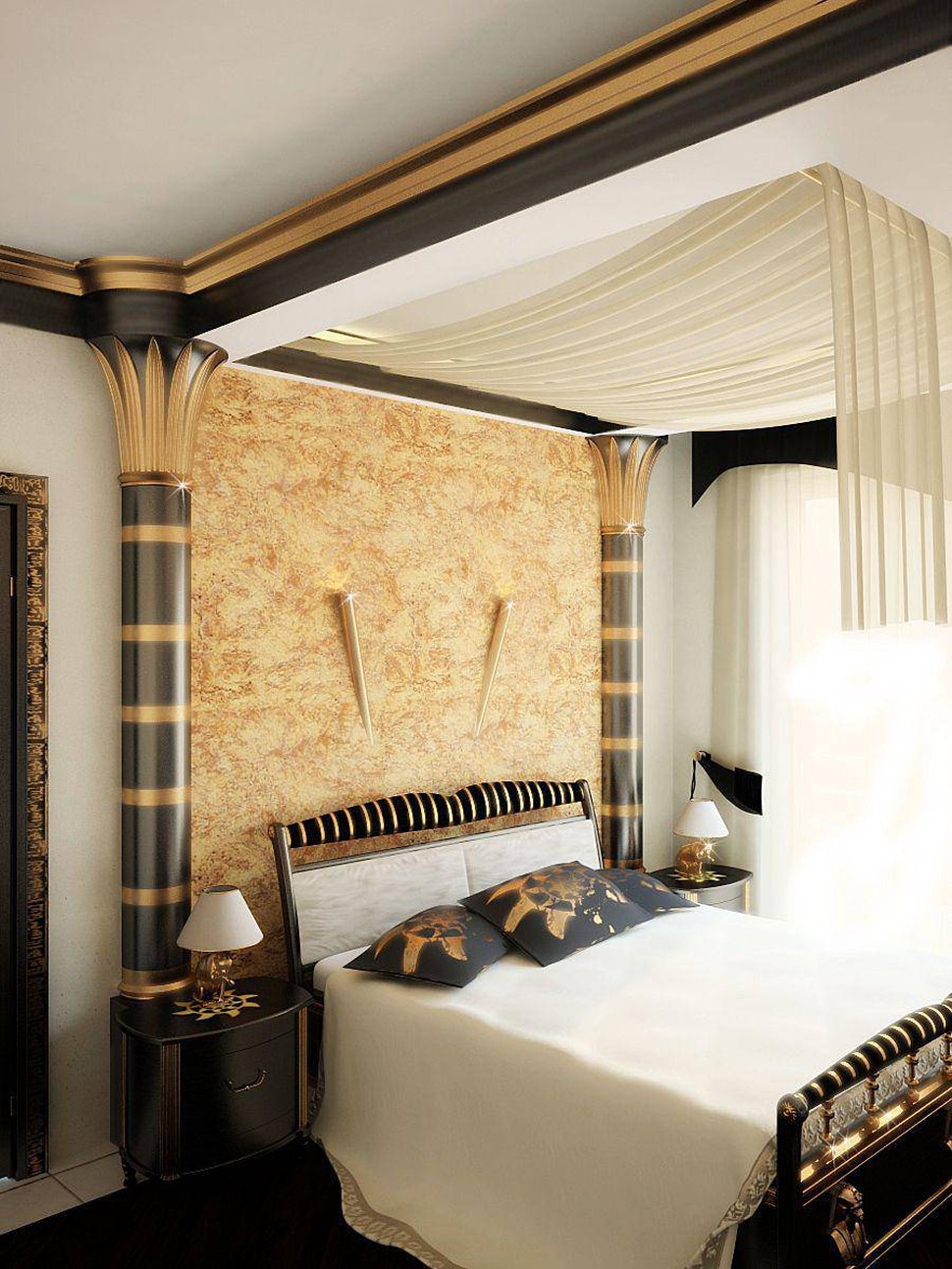 Вариант оформления спальни в египетском стиле