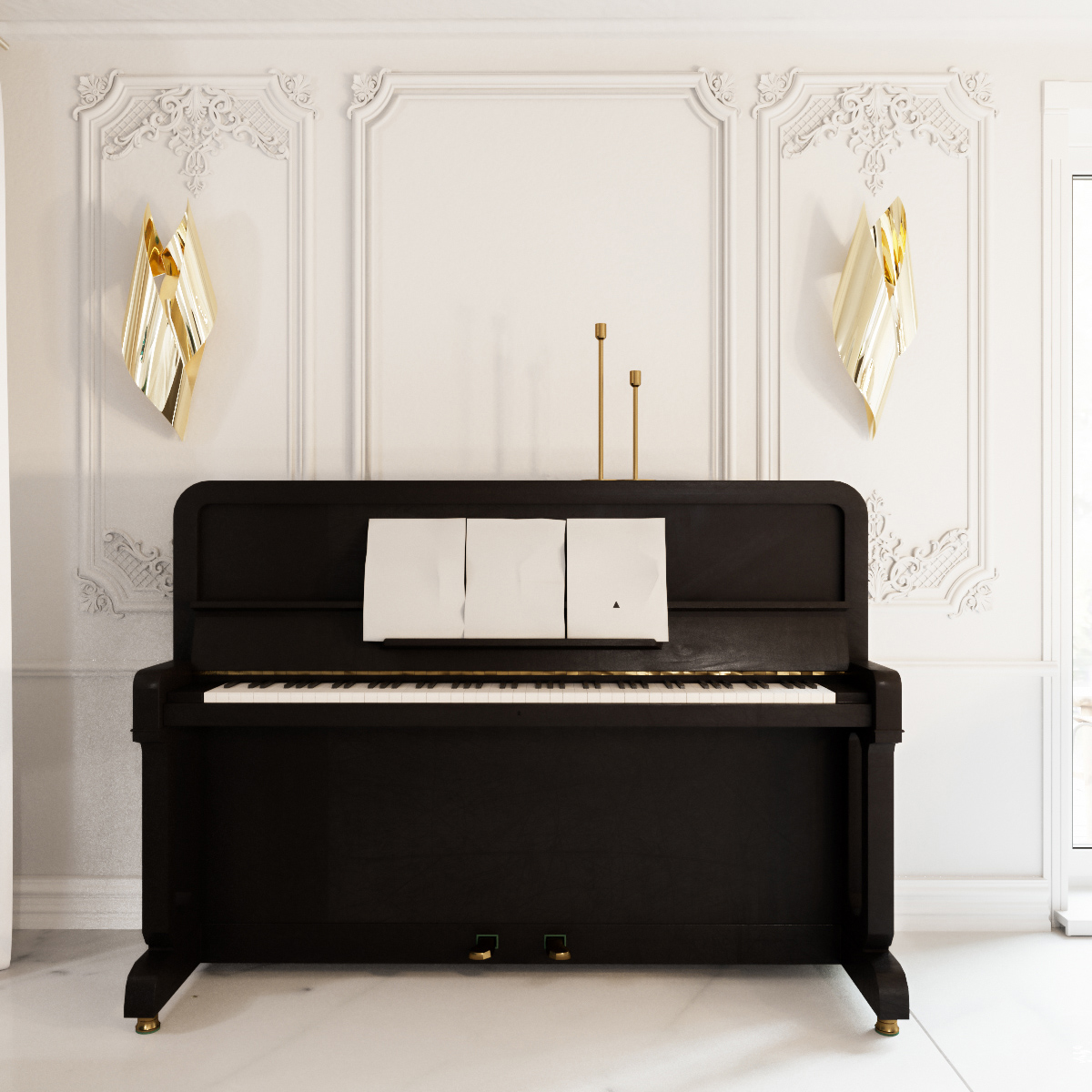 Пианино в классическом интерьере