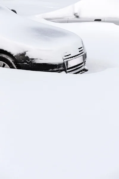 Снегом припаркованные автомобили — стоковое фото