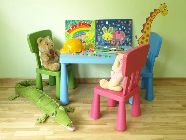 Мишки в детской комнате — стоковое фото
