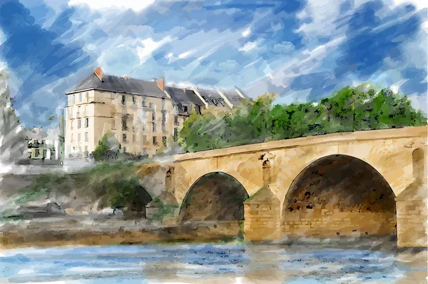 Иллюстрация города моста — стоковый вектор