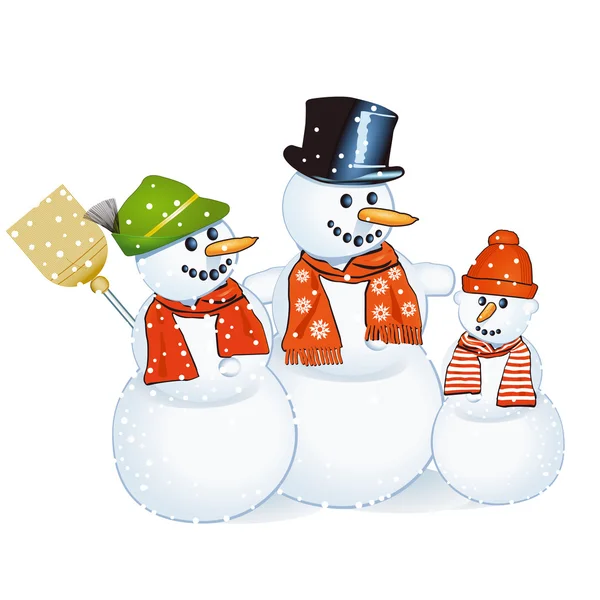 Три Веселые снеговики — стоковый вектор