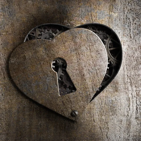 Металлическое сердце с замочной скважины — стоковое фото