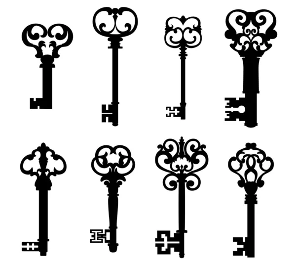 Старые значения ключей, устанавливаемых в стиле ретро — стоковый вектор