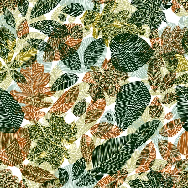 Цветочный фон с разными листьями — стоковое фото