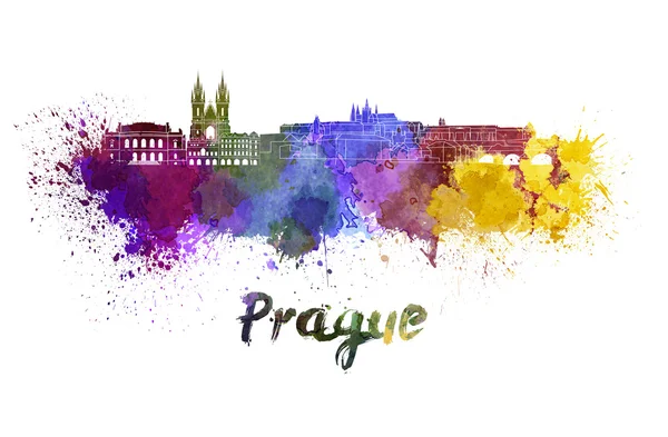 Прага skyline в акварели — стоковое фото