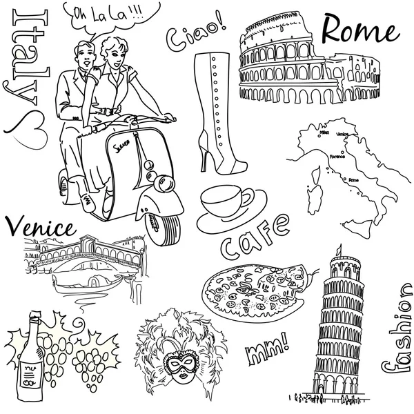Италия каракули — стоковый вектор