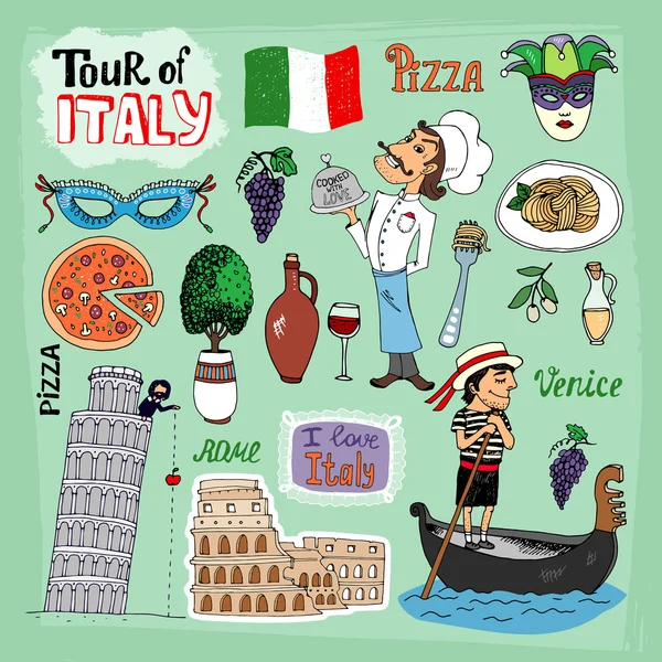 Тур по Италии иллюстрации — стоковый вектор