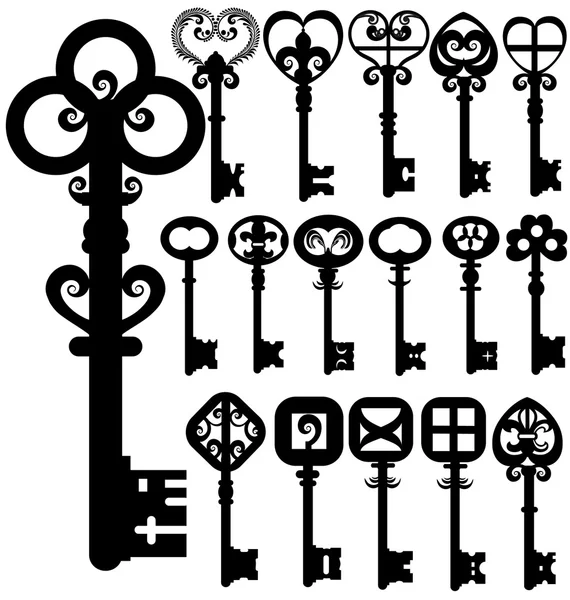 Старые ключи Винтаж силуэты — стоковый вектор