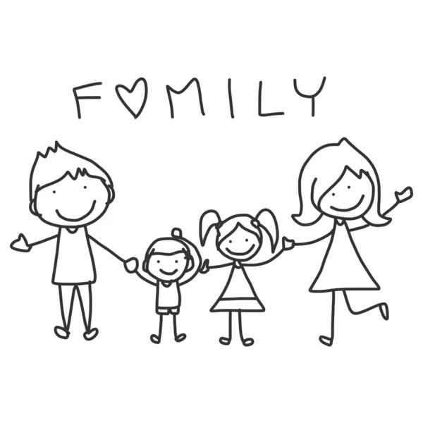 Рисунок мультфильм Рука счастливая семья — стоковый вектор