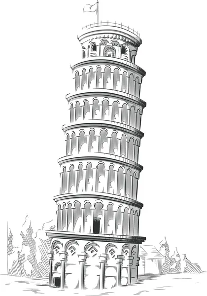 Эскиз ориентир Италия - Пизанская башня — стоковый вектор
