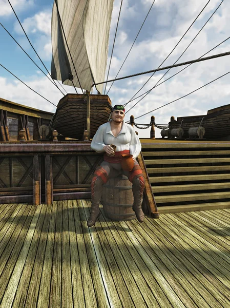 Пират на борту судна — стоковое фото