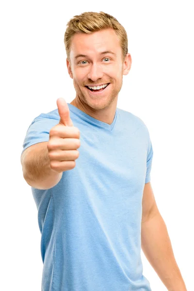 Счастливый человек недурно знак полной длины портрет на белом backgroun — стоковое фото