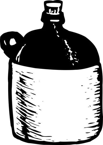Ксилография Иллюстрация спиртных напитков кувшин самогона — стоковый вектор