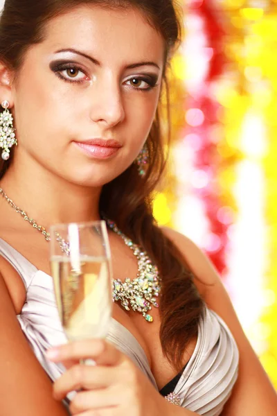 Женщина с шампанским стекла — стоковое фото