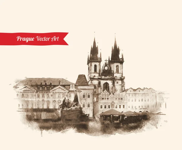 Открытка с старой Праги — стоковый вектор