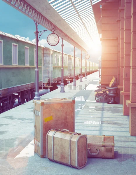 Ретро железнодорожная станция — стоковое фото
