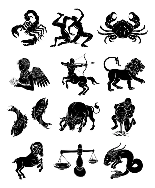 Зодиакальный гороскоп астрология знаки — стоковый вектор
