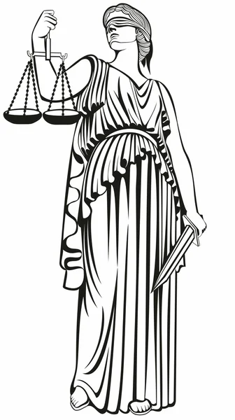 Justice.Greek goddess Themis.Equality .A fair trial.Law.lady justice — стоковый вектор