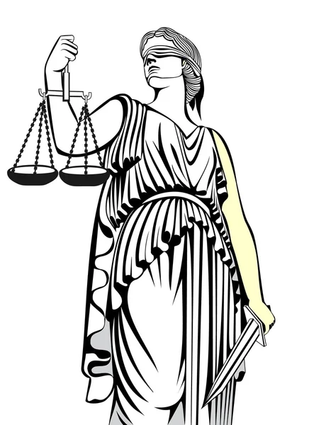 Lady justice.Greek goddess Themis.Equality .A fair trial.Law. — стоковый вектор