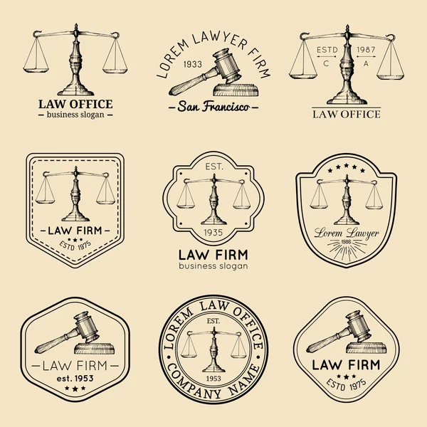 Юридическая фирма, офис логотип набор — стоковый вектор