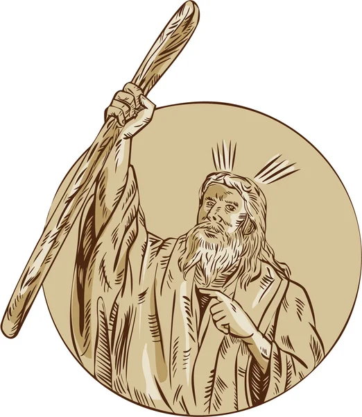 Moses, повышение сотрудников круг травления — стоковый вектор