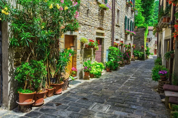 Итальянский-стрит в провинциальный город Тосканы — стоковое фото